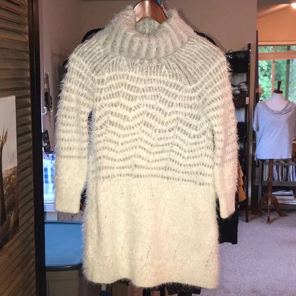 Anthropologie Sleeping on Snow Eyelash Turtleneck Sweater Dress Small Petite - Picture 4 of 16